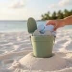 Silicone Sand bucket with toys and shovel Background