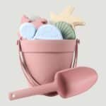 Silicone Sand bucket with toys and shovel Rose