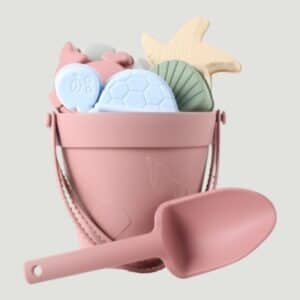 Silicone Sand bucket with toys and shovel Rose