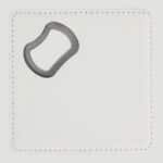 GFT1244 - 4" x 4" Square White Laserable Leatherette Bottle Opener Coaster