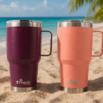 30oz tumbler with handel background