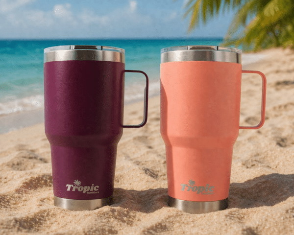 30oz tumbler with handel background