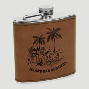 6 oz. Leatherette Stainless Steel Flask Dark Brown (2)
