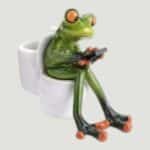 Frog Texting on Toilet Figurine