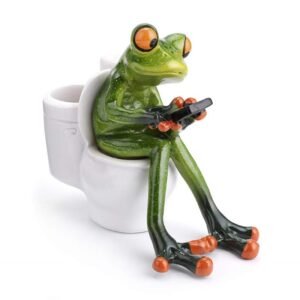 5 1/4" High Frog Texting on Toilet Figurine