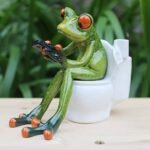 Frog Texting on Toilet Figurine