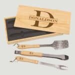 3-Piece BBQ Set in Wooden Pine Box