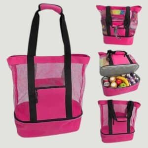 Beach Tote Insulated Cooler Bag Pink