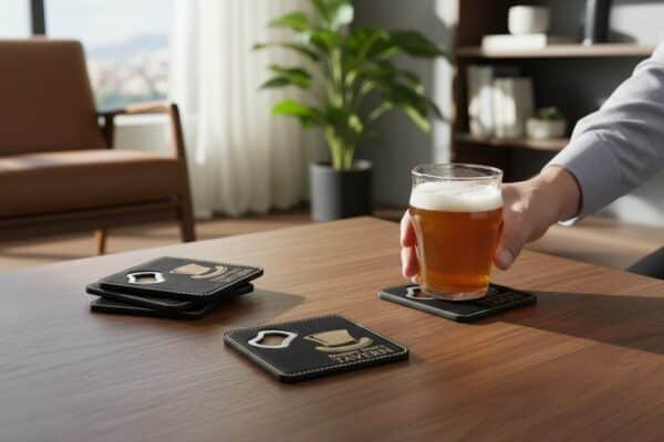 4" x 4" Square Bottle Opener Coaster background