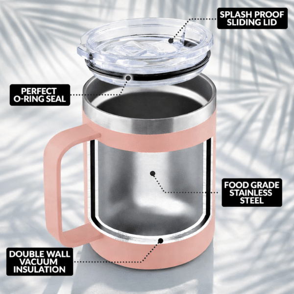 Coffee Mug Vacuum Insulated Mug with Lid Double Wall Stainless Steel Travel Tumbler Cup Coffee Outdoor Powder Coated Background