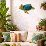 Blue Polystone Turtle Figurine background