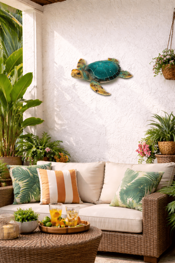 Blue Polystone Turtle Figurine background