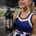 Cheerleader with water bottle background