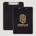 GFT1195 - 9" x 12 1/2" Black/Gold Laserable Leatherette Clipboard