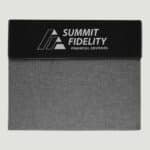 GFT1216 - 9 1/2"x12" Black/Silver Laserable Leatherette / Gray Canvas Portfolio w/Notepad