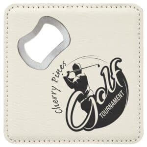 4" x 4" Square Leatherette Bottle Opener Coaster