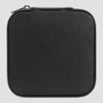 GFT2303 - 4" x 4" Black/Silver Laserable Leatherette Travel Jewelry Box with Tan Lining