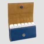GFT2425 - 4 3/4" x 3 1/8" Blue/Silver Laserable Leatherette Pill Box