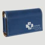 GFT2425 - 4 3/4" x 3 1/8" Blue/Silver Laserable Leatherette Pill Box