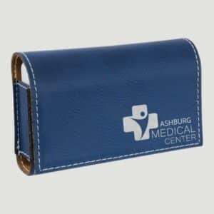 GFT2425 - 4 3/4" x 3 1/8" Blue/Silver Laserable Leatherette Pill Box