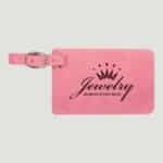 GFT371 - 4 1/4" x 2 3/4" Pink Laserable Leatherette Luggage Tag
