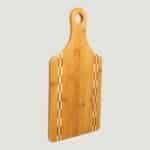 GFT460 - 13 12 x 7 Paddle Shaped Bamboo Cutting Board with Butcher Block Inlay