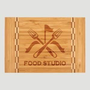 GFT470 - 12 x 8 14 Bamboo Cutting Board with Butcher Block Inlay