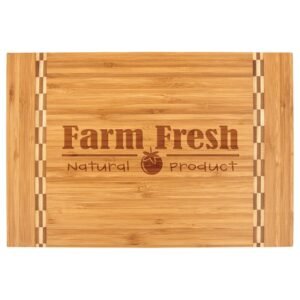 15" x 10 1/4" Bamboo Cutting Board with Butcher Block Inlay