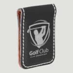 GFT669 - 1 3/4" x 2 1/2" Black/Silver Laserable Leatherette Money Clip