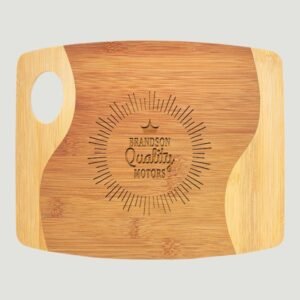 GFT890 - 11" x 9" x 5/16" Bamboo Two Tone Cutting Board with Handle