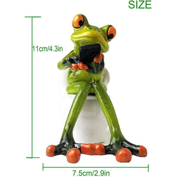 Frog Texting on Toilet Figurine