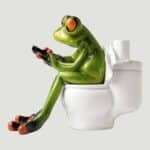 Frog Texting on Toilet Figurine