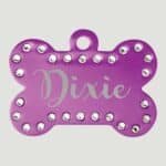 Bone Pet tag Bling Purple