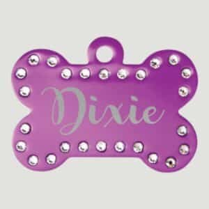 Bone Pet tag Bling Purple