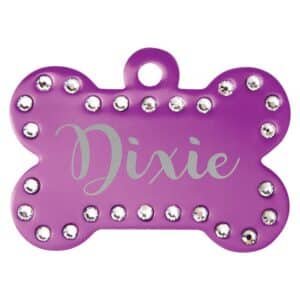 Anodized Aluminum Swarovski Bling Bone Tag