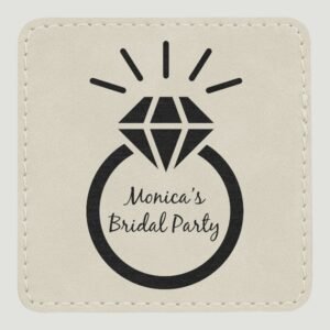 PTH863 3" x 3" White Leatherette Square Patch