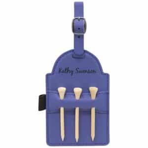 Leatherette Golf Bag Tag with 3 Wooden Tees