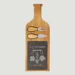 SLT081 - 17 1/2" x 6" Acacia Wood/Slate Serving Board with Two Tools