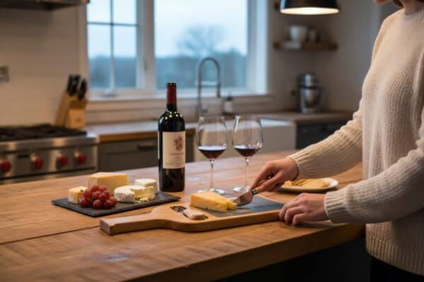 SLT081 - 17 1/2" x 6" Acacia Wood/Slate Serving Board with Two Tools background