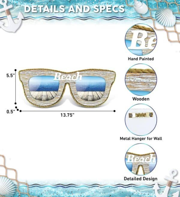 Vintage Beach Sunglass Frames 5"x 4" Inch – Nautical Decor