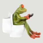 Frog Texting on Toilet Figurine