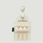 GFT2033 - 5" x 3 1/4" White Laserable Leatherette Golf Bag Tag with 3 Wooden Tees