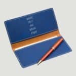 GFT919 - 6 3/4" x 3 1/2" Blue/Silver Laserable Leatherette Checkbook Cover