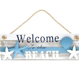 Aqua Sky Welcome to the Beach Sign – Nautical Decor