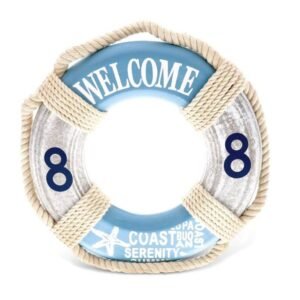 Aqua Sky Life Ring Welcome Sign – Nautical Decor