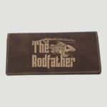 GFT726 - 6 3/4" x 3 1/2" Rustic/Gold Laserable Leatherette Checkbook Cover