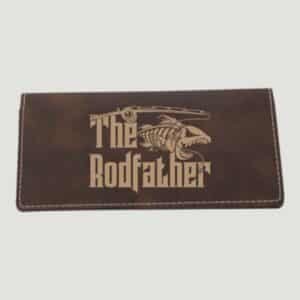 GFT726 - 6 3/4" x 3 1/2" Rustic/Gold Laserable Leatherette Checkbook Cover