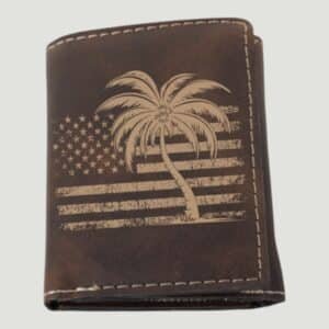 GFT1191 - 3" x 4" Rustic/Gold Laserable Leatherette Trifold Wallet