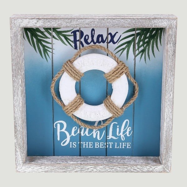 Aqua Sky Life Ring Relax Wall Sign