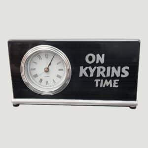 T361 - 7 1/2" x 4" Black Piano Finish Horizontal Desk Clock